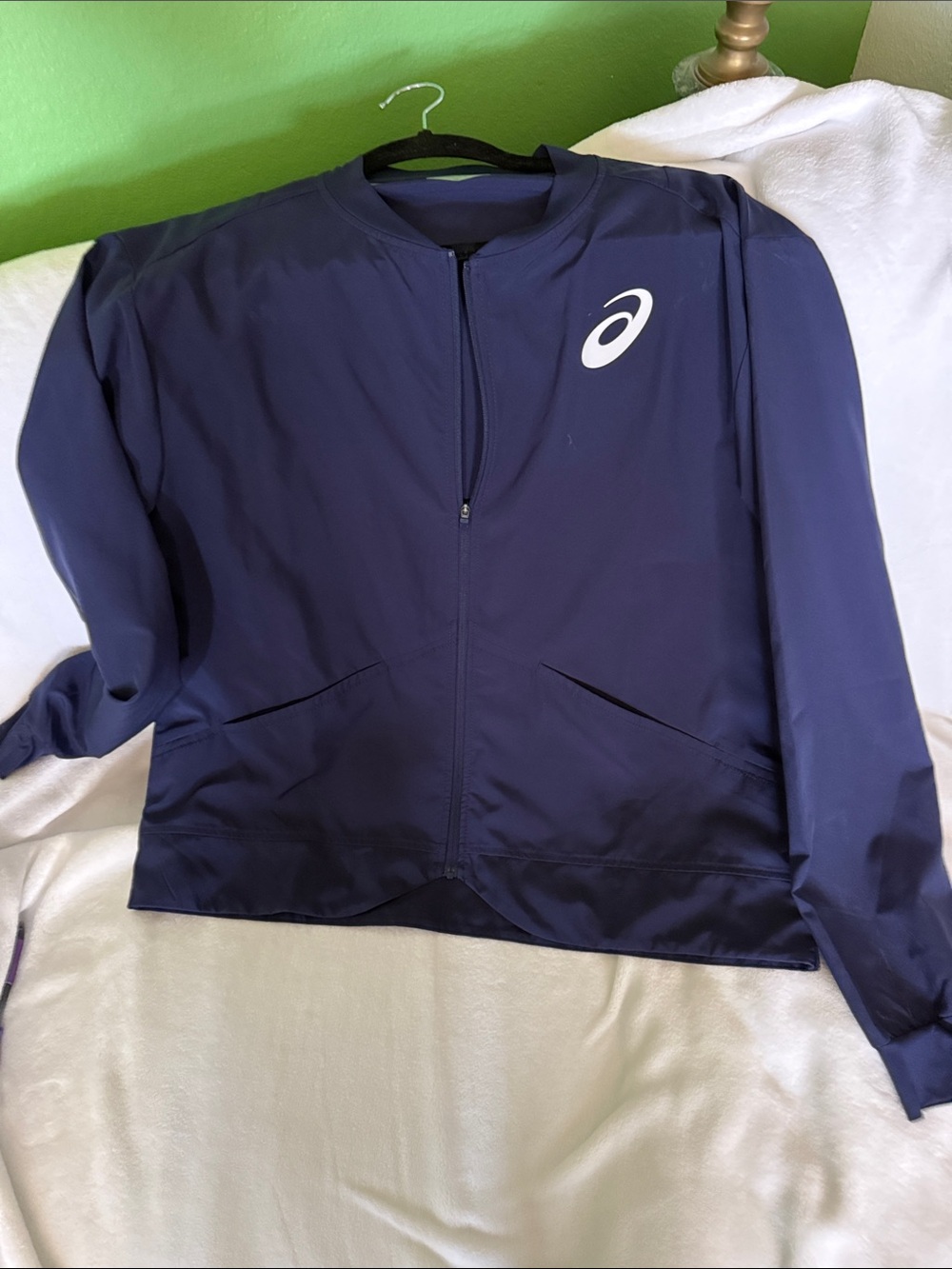 Asics Navy Performance Zip Jacket with White Logo